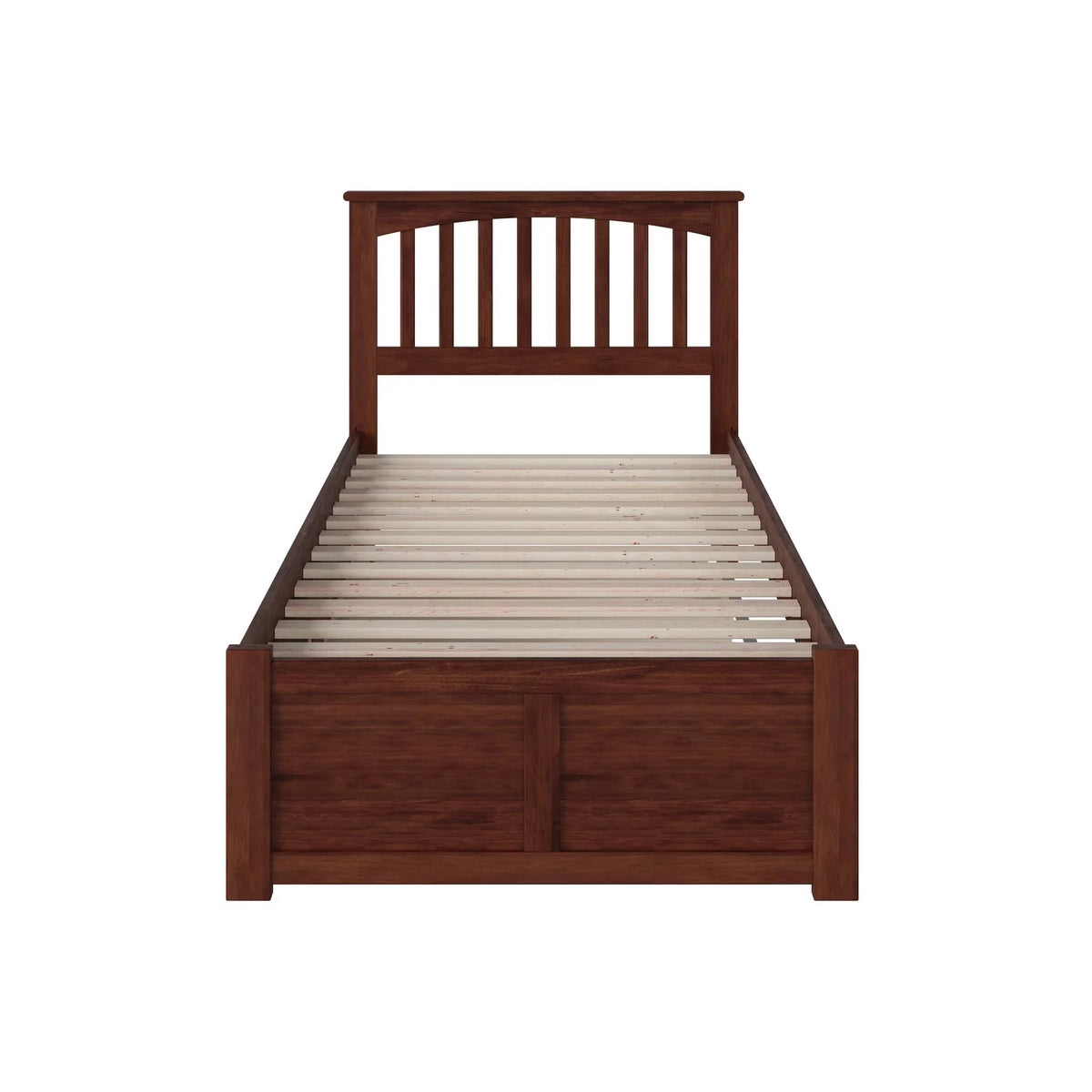 Twin Platform Bed with Footboard and Trundle in Walnut X10502