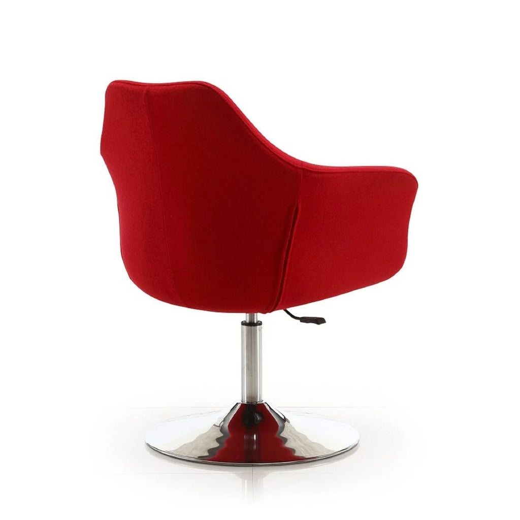 Red Polished Chrome Wool Blend Adjustable Height Swivel Accent Chair N641607