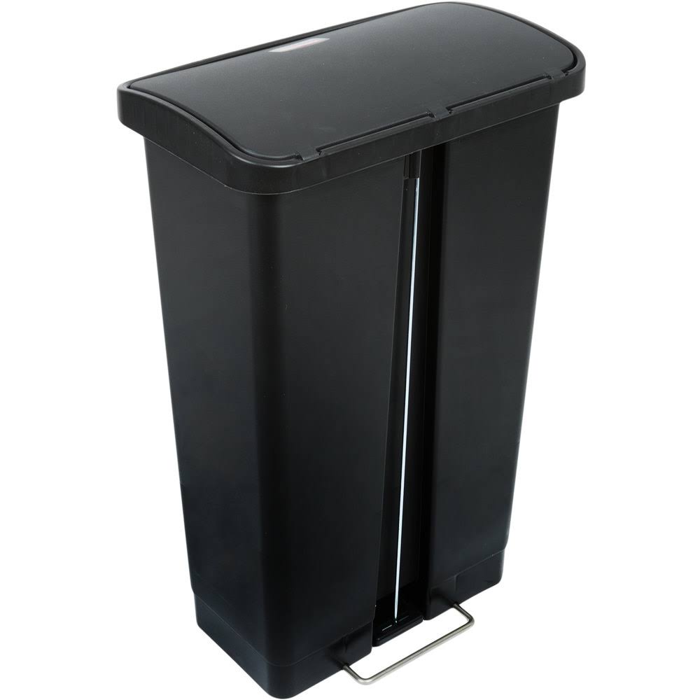 Black 13.2 Gal Plastic Step-On Trash Can J9890