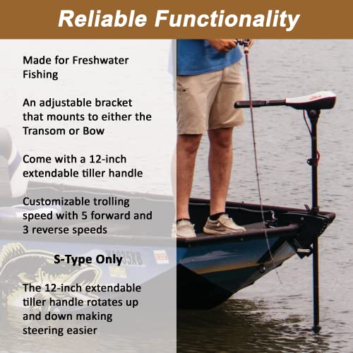 Freshwater Bow or Transom Mount Electric Trolling Motor, 50 lb Max Thrust, 36-inch Shaft D429879