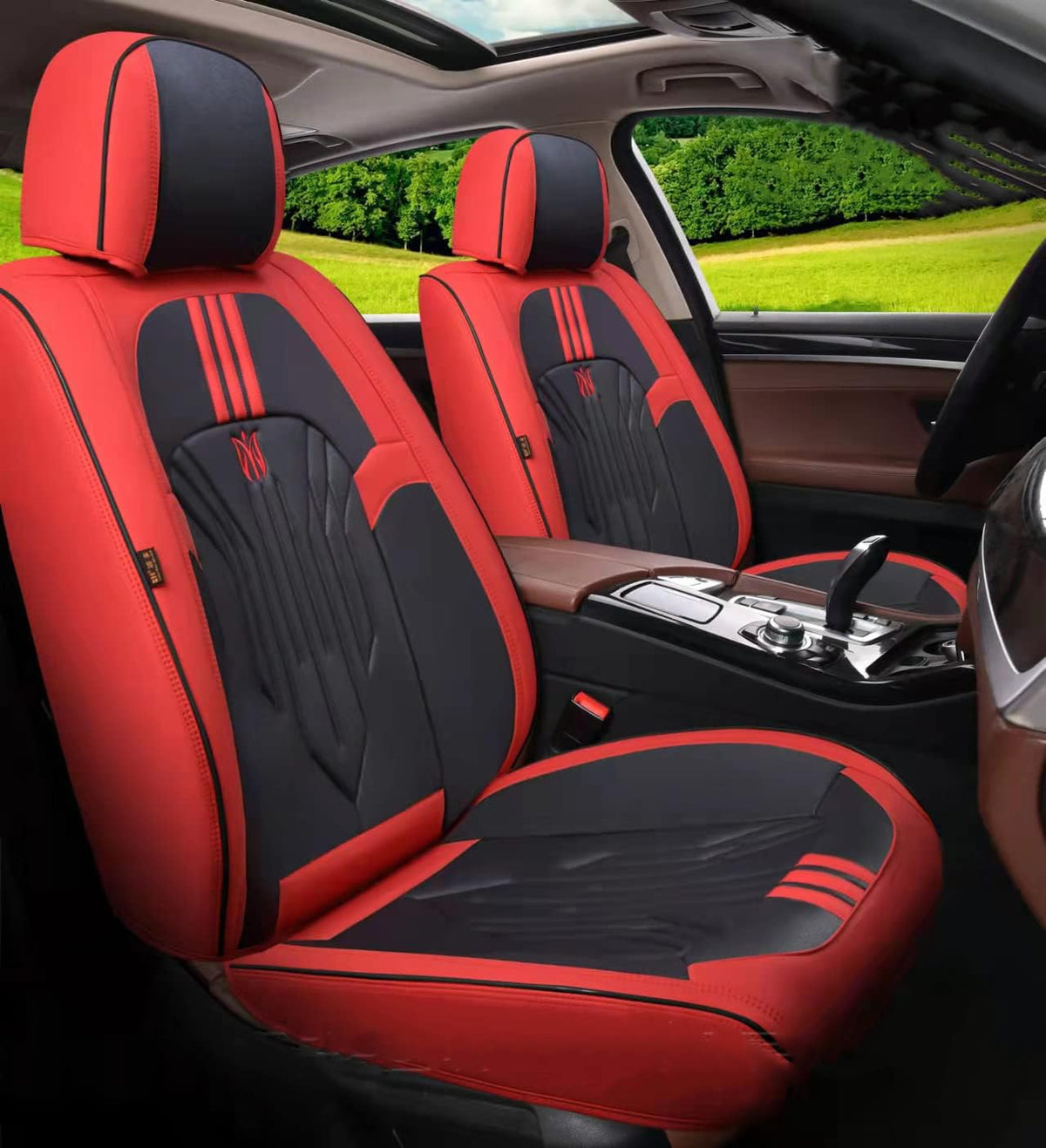 Black&Pink 5-Seater Full Set Universal Car Seat Covers E633231