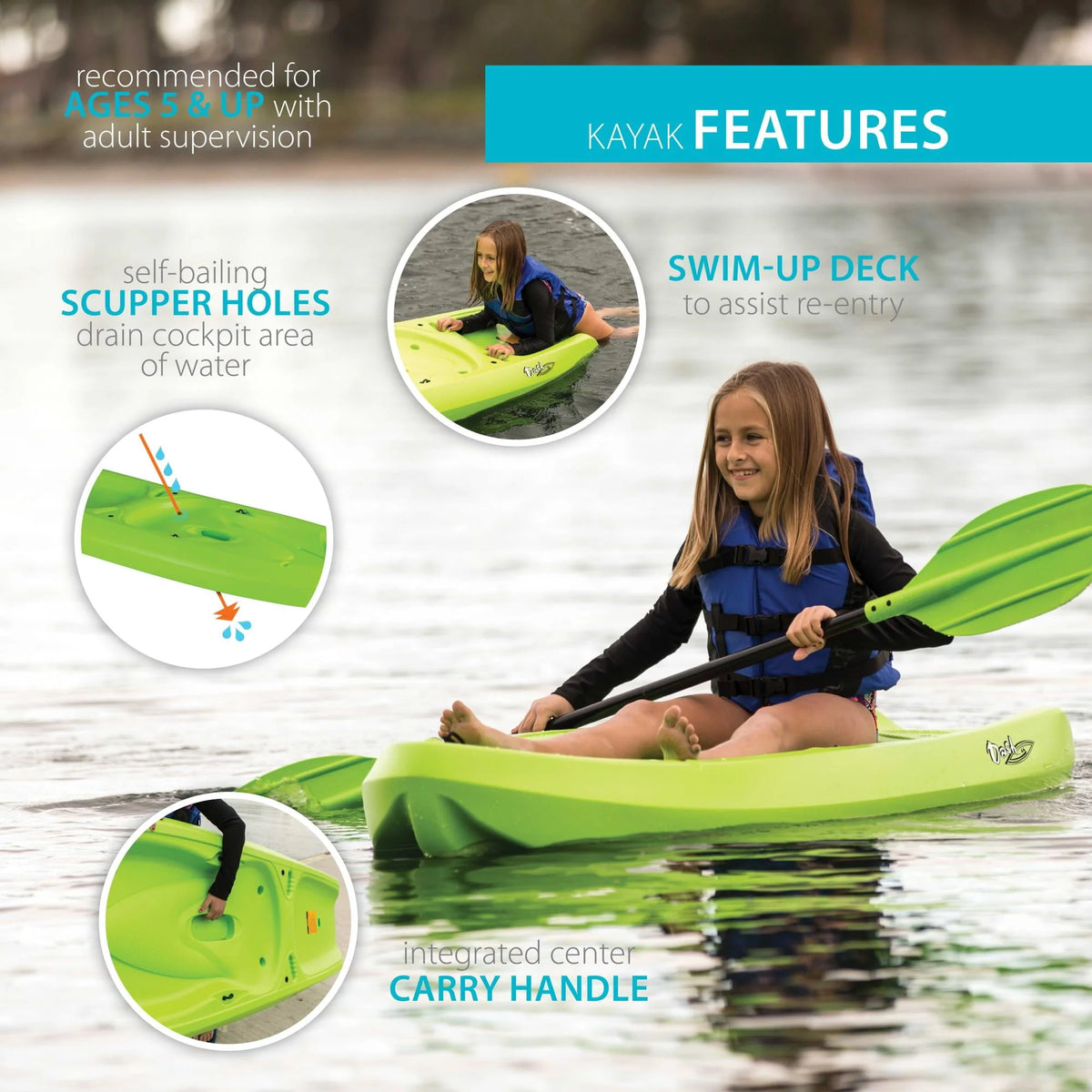 6.5 ft Sit-on-Top Youth Kayak V718