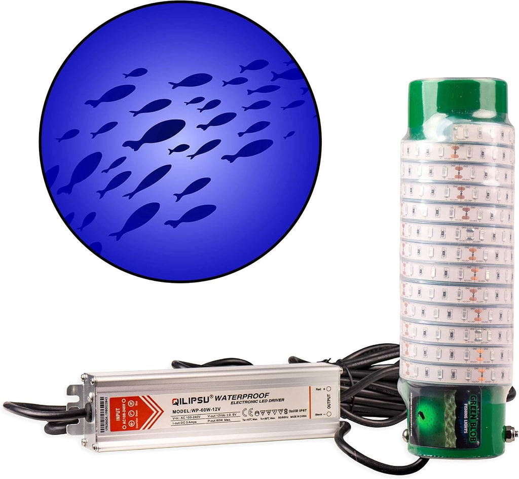 Blue Underwater LED Fishing Lights for Docks, 7500 Lumen with 30ft Cord, 3-Prong Plug C103654