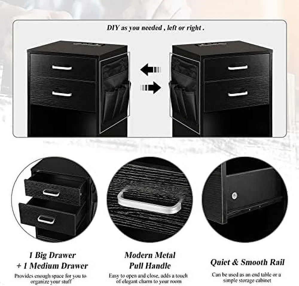 White Nightstand with Charging Station and USB Ports L79146