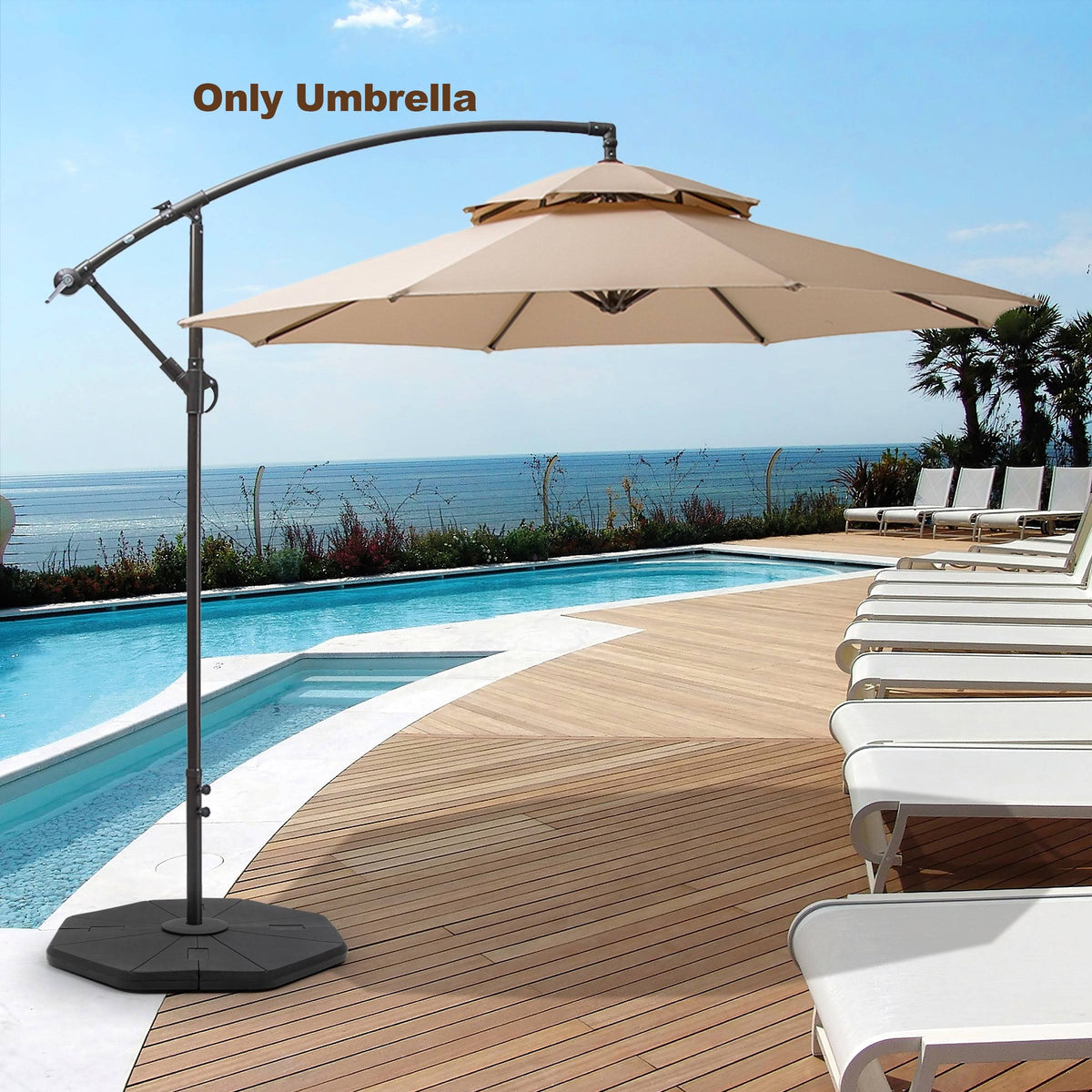 10-Foot Double Top Patio Cantilever Umbrella - Tan W5811