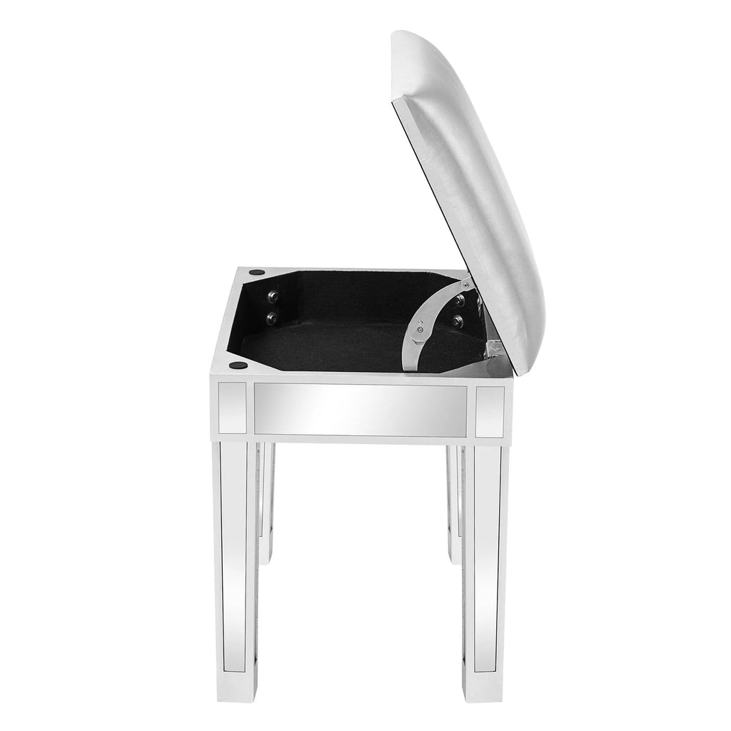 Silver Cushioned Vanity Stool N1843