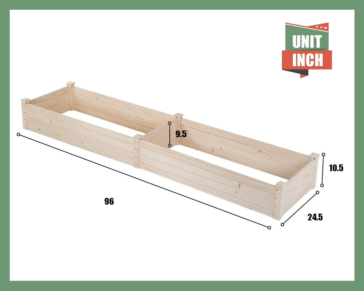 96 x 24.5 x 10 Inch Wood Raised Garden Bed Y506333