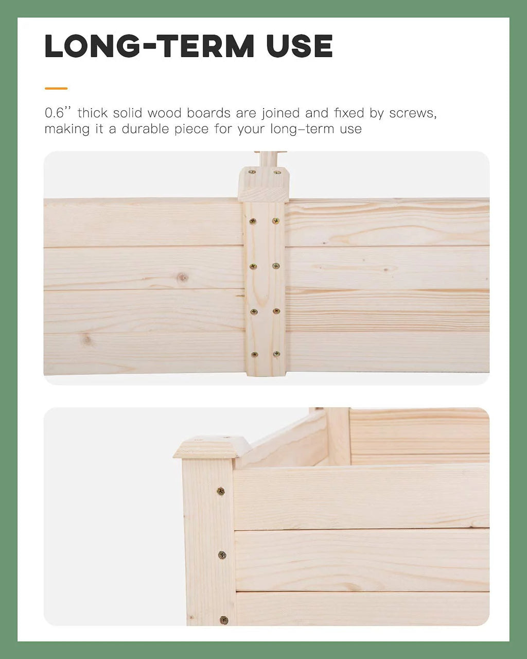 96 x 24.5 x 10 Inch Wood Raised Garden Bed Y506333