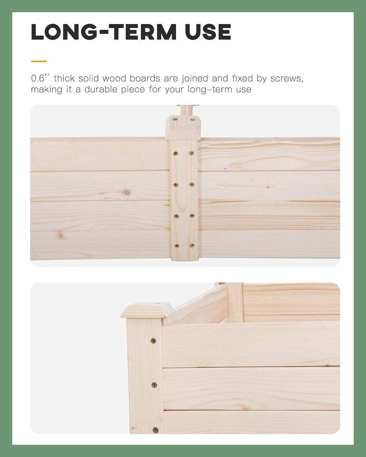 96 x 24.5 x 10 Inch Wood Raised Garden Bed Y506333