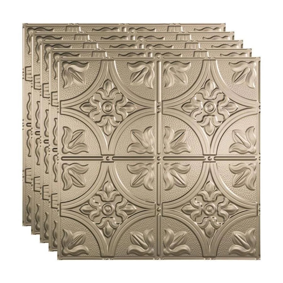 2ft x 2ft Brushed Nickel Vinyl Ceiling Tile (5 Pack) A4045