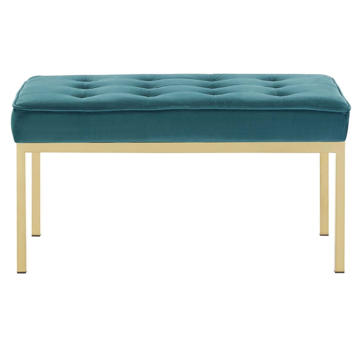 Teal Performance Velvet Bench with Gold Stainless Steel Leg S1361