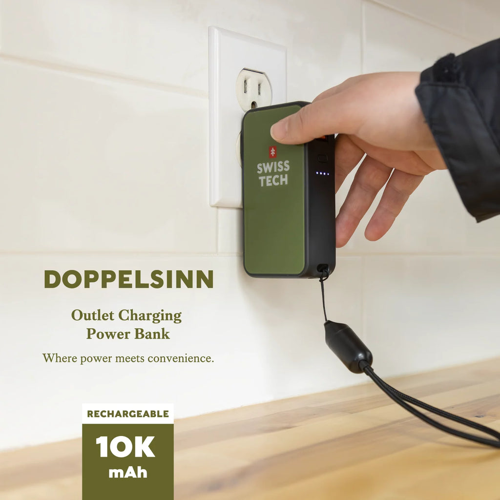 10000 mAh Portable Power Bank with Built-in Charging Cord X156