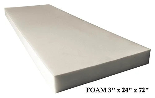 Upholstery Foam High Density Cushion Seat Replacement, 3" H x 24" W x 72" L F2541