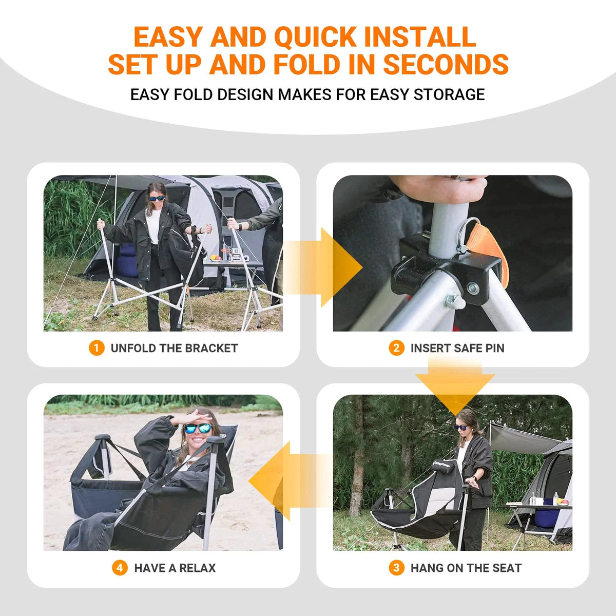 Rocking Camping Chair with Wide Seat, 265 lbs Capacity J64114