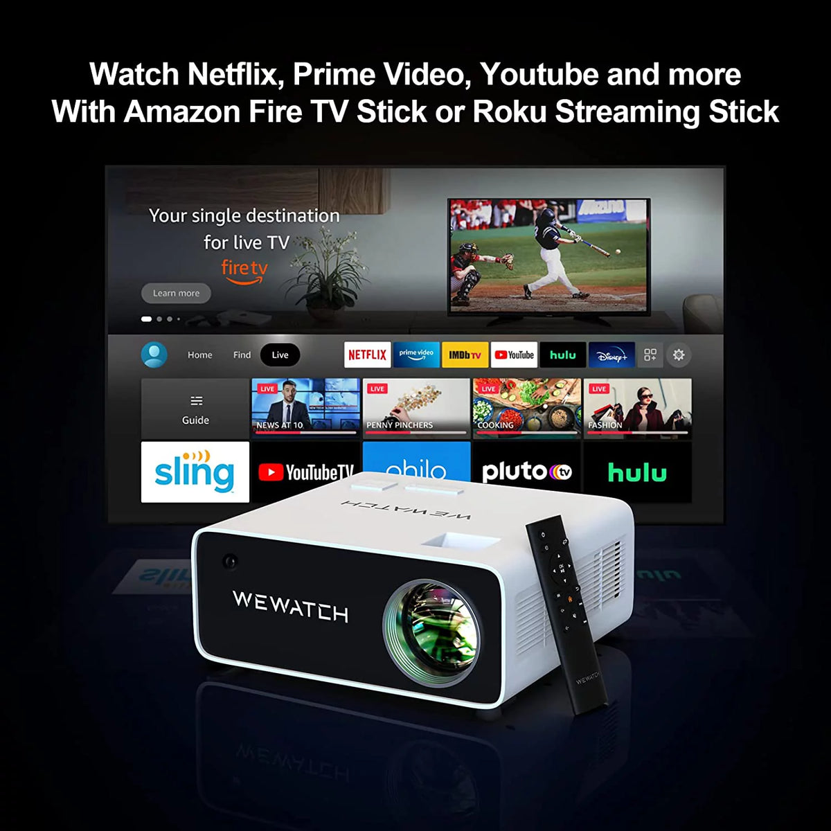 4K Home Theater Projector 500 ANSI 19000Lm 5G WiFi Bluetooth 1080P O629