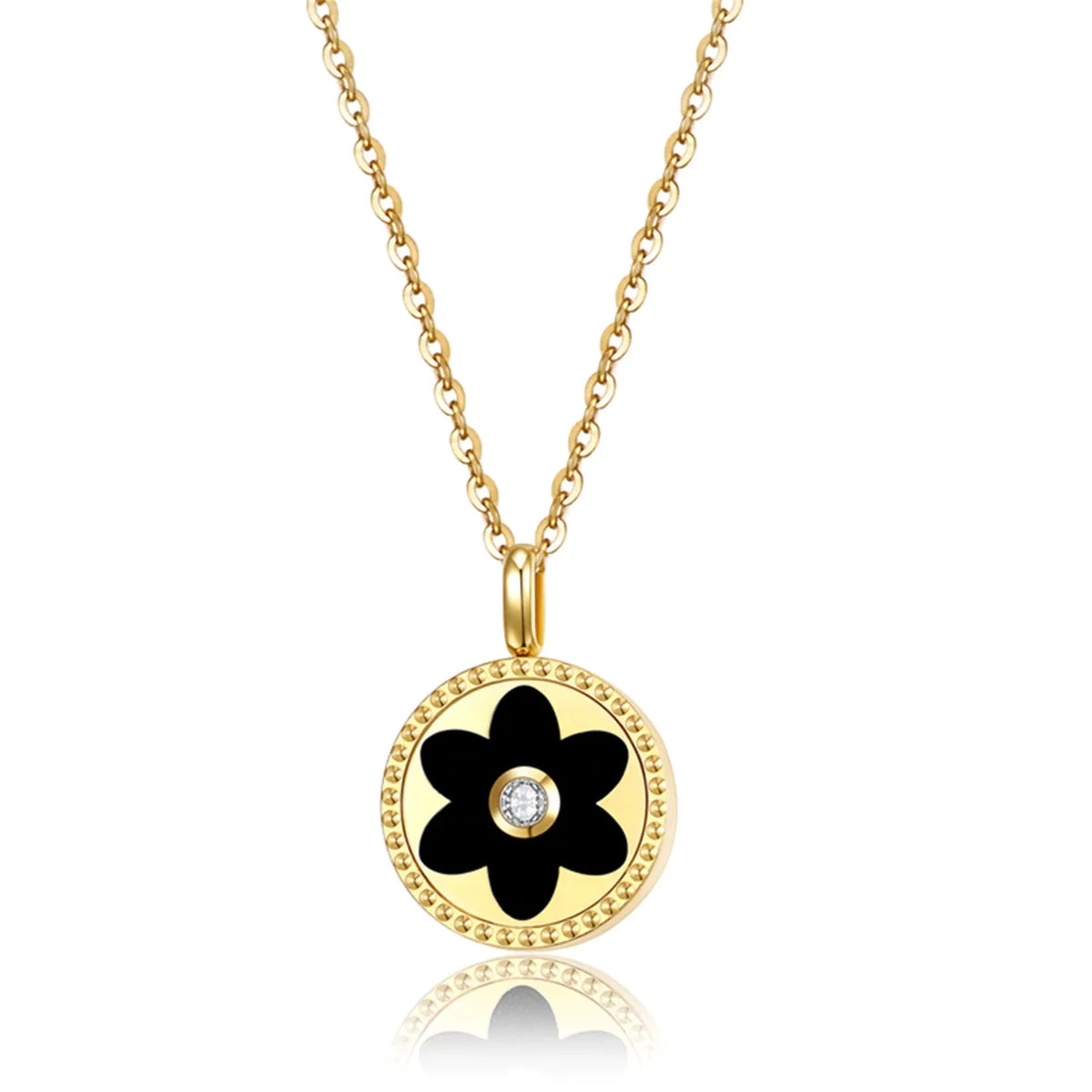 18k Yellow Gold Diamond Black Agate Necklace K39767
