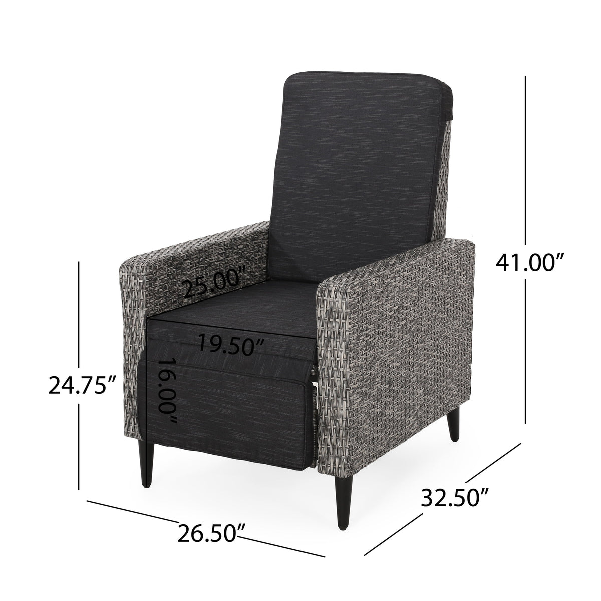 Set of 2 Wicker Outdoor Recliner with Cushion S82086
