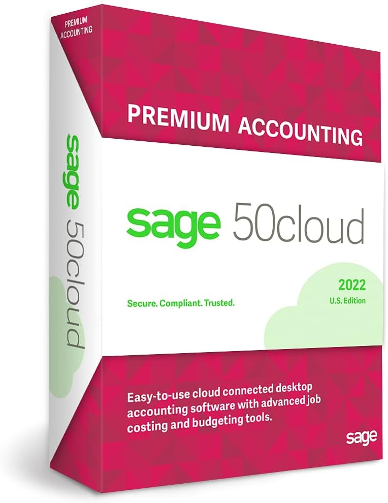 Sage 50cloud Premium Accounting 2022 U.S. 2-User One Year Subscription Cloud Connected Accounting Software R8412