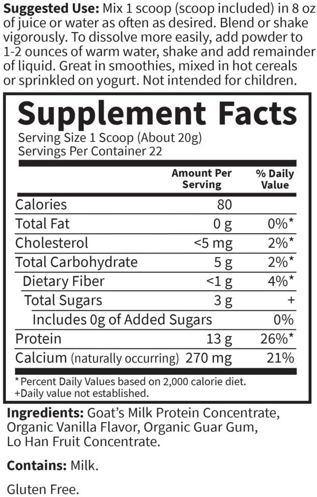 Goat Protein Powder, 22 Servings, 15.5 Ounce Pack of 2 V385490
