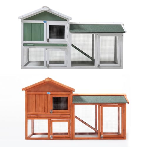 Orange Wooden Rabbit Hutch with Removable Tray & Ramp E8624