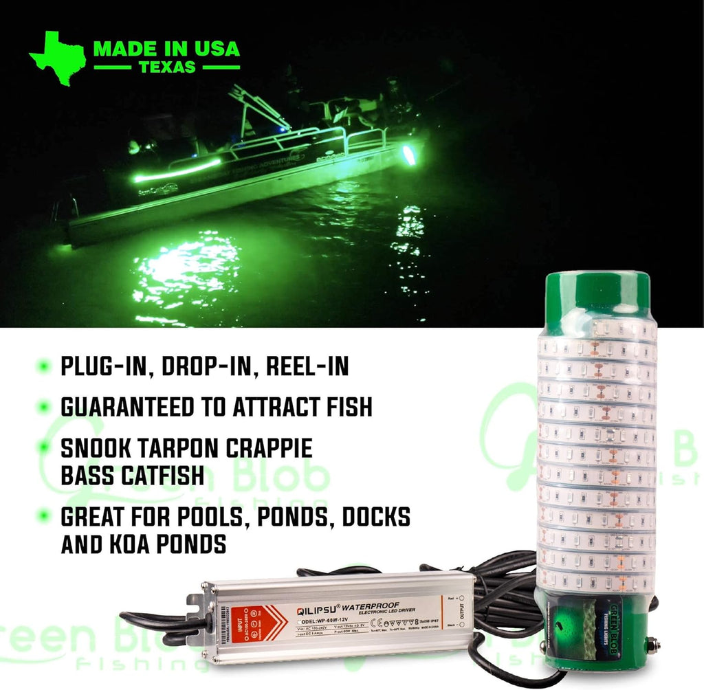 Blue Underwater LED Fishing Lights for Docks, 7500 Lumen with 30ft Cord, 3-Prong Plug C103654