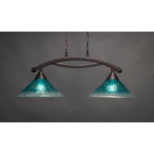 Two Light Island Dark Granite Finish with Teal Crystal Glass C540781