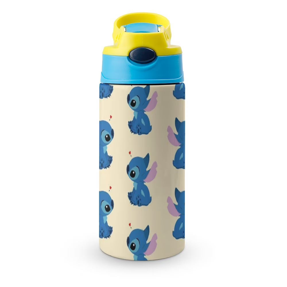 Animal Stitch Cartoon Children's Water Bottle Vacuum Insulated Stainless Steel Cup With Straw Toddler Thermoses C168