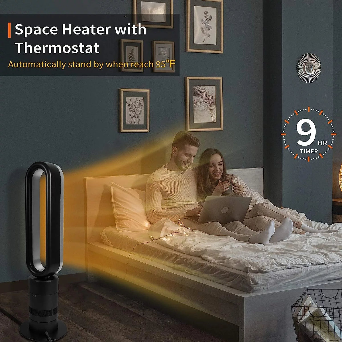 32-inch Bladeless Tower Fan Heater & Fan Combo with Remote Control O33417