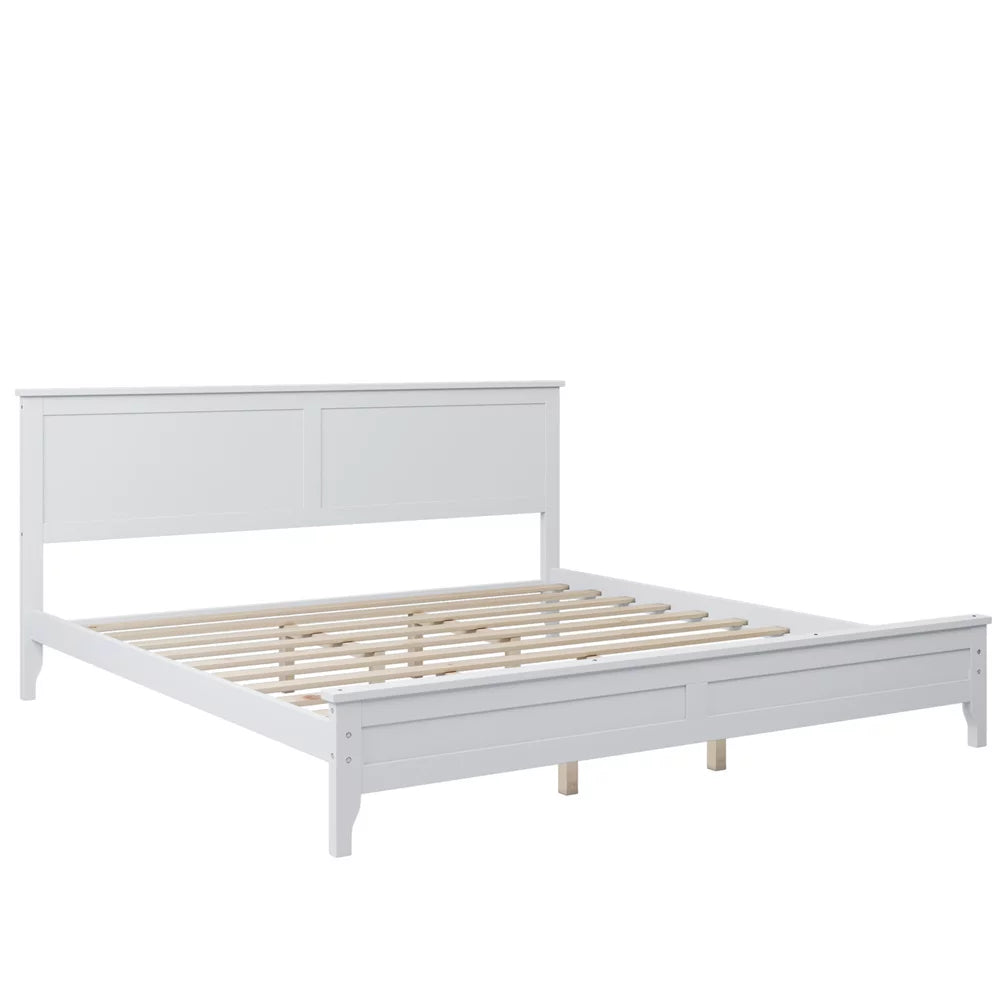 White King Size Solid Wood Platform Bed with Headboard M286