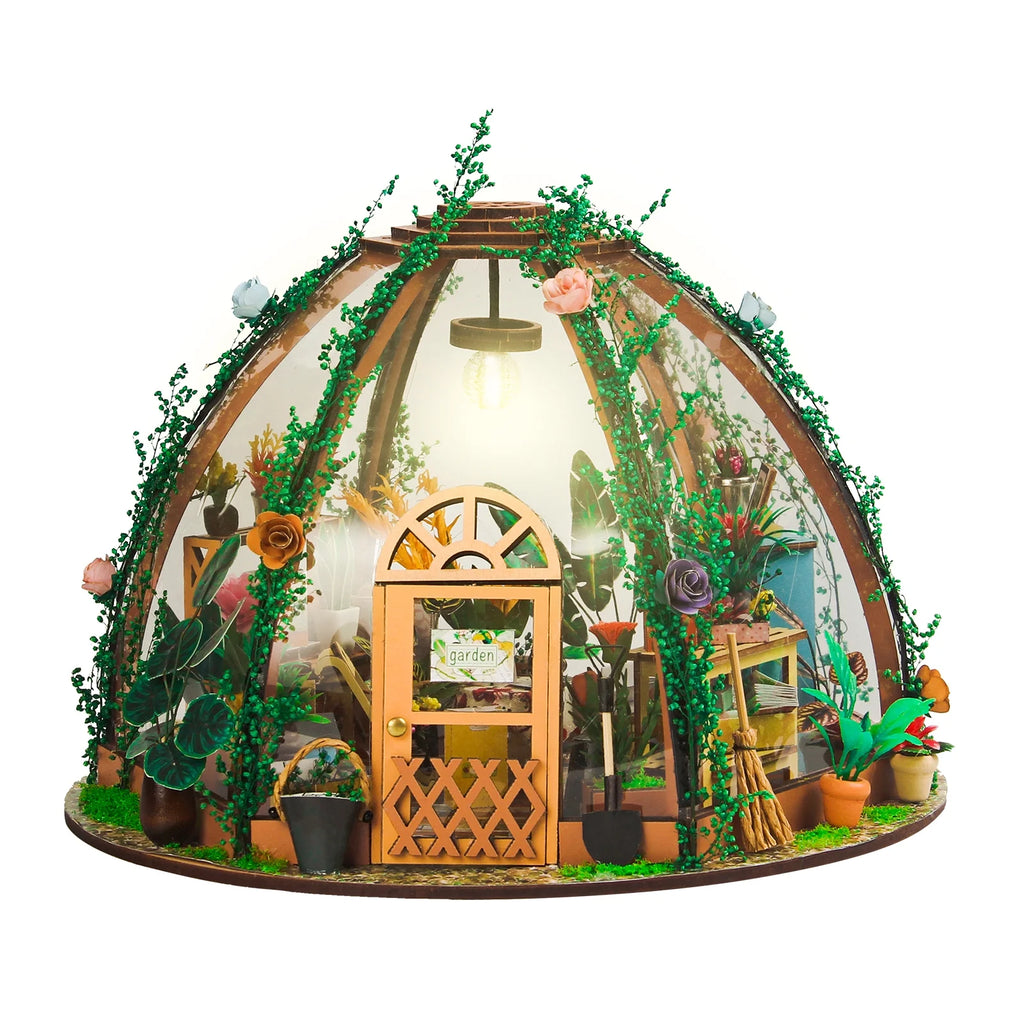 DIY Miniature Dollhouse Kit Wooden Flower Green House E62691