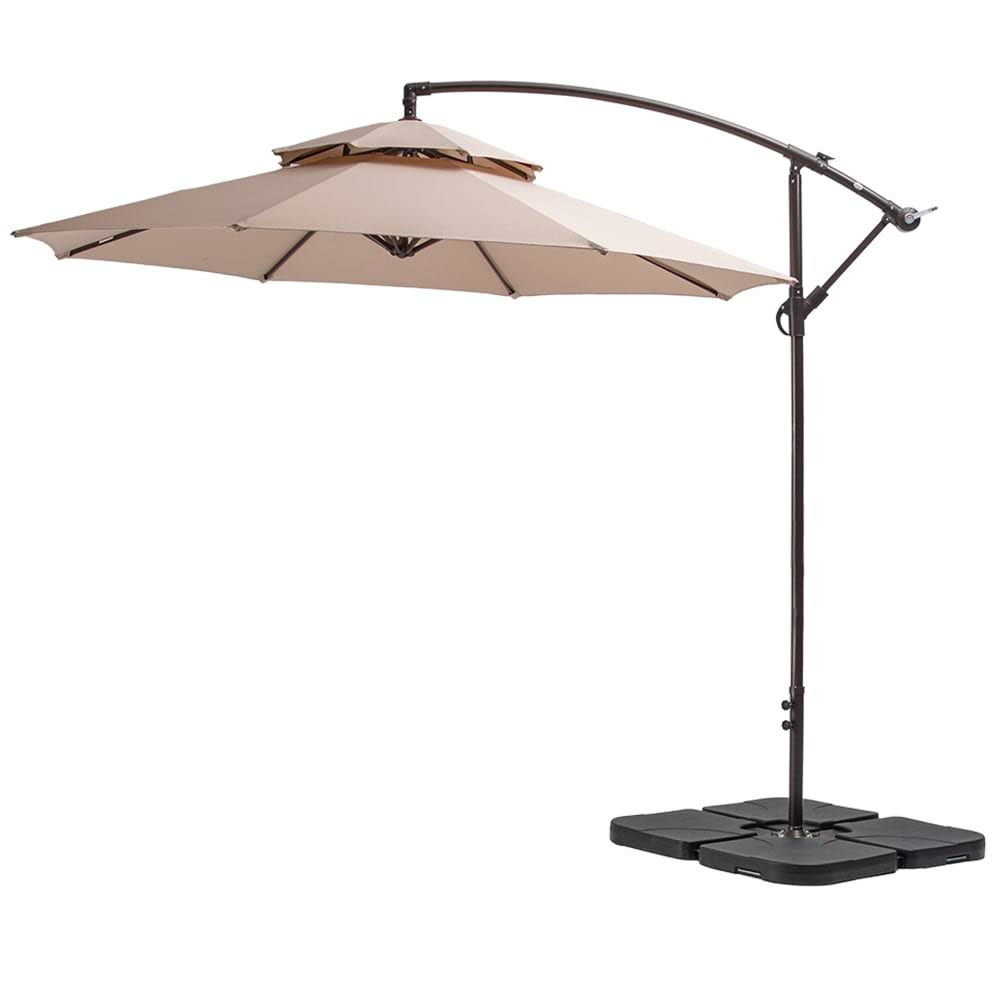 10-Foot Double Top Patio Cantilever Umbrella - Tan W5811