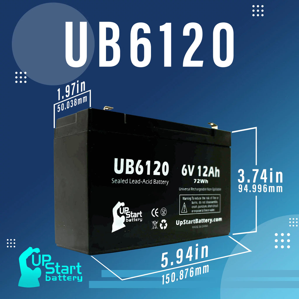 6V 12Ah Sealed Lead Acid Battery with F1 to F2 Terminal Adapters V328