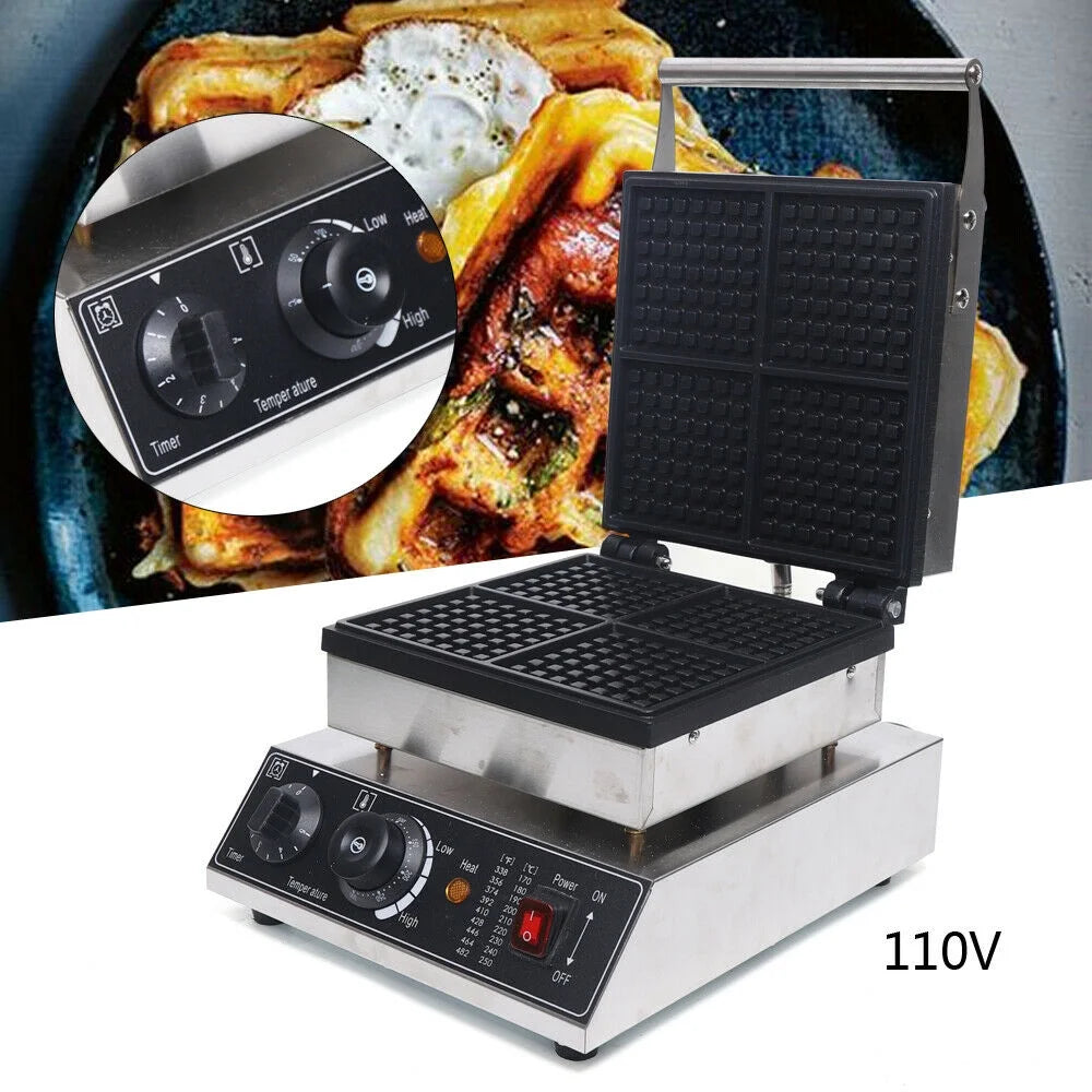4Pcs Nonstick Electric Belgian Waffle Maker Machine S6451