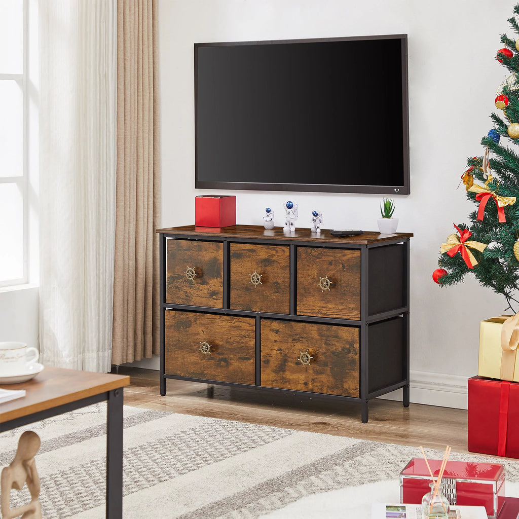 Brown 5 Drawer Dresser C923