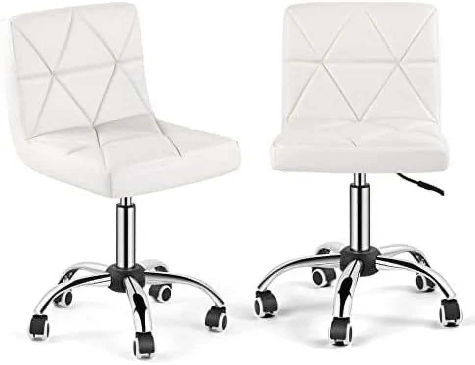 Armless Swivel Office Chair Set of 2 Brown Z1702