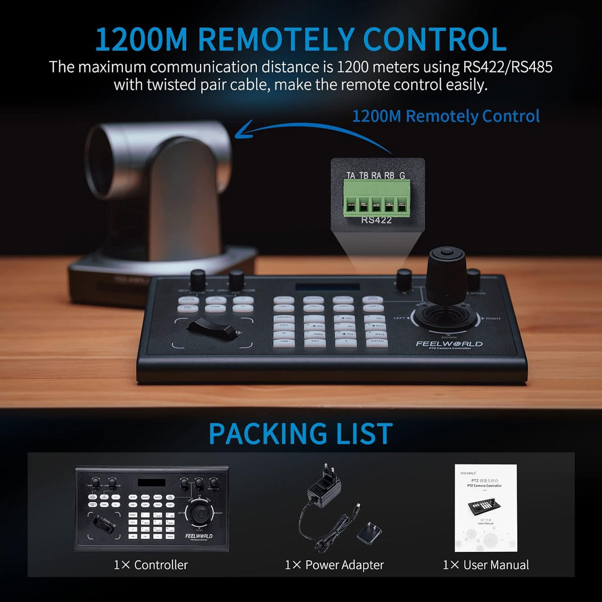 PTZ Camera Controller with Joystick and Keyboard Control LCD Screen PoE Supported K61515
