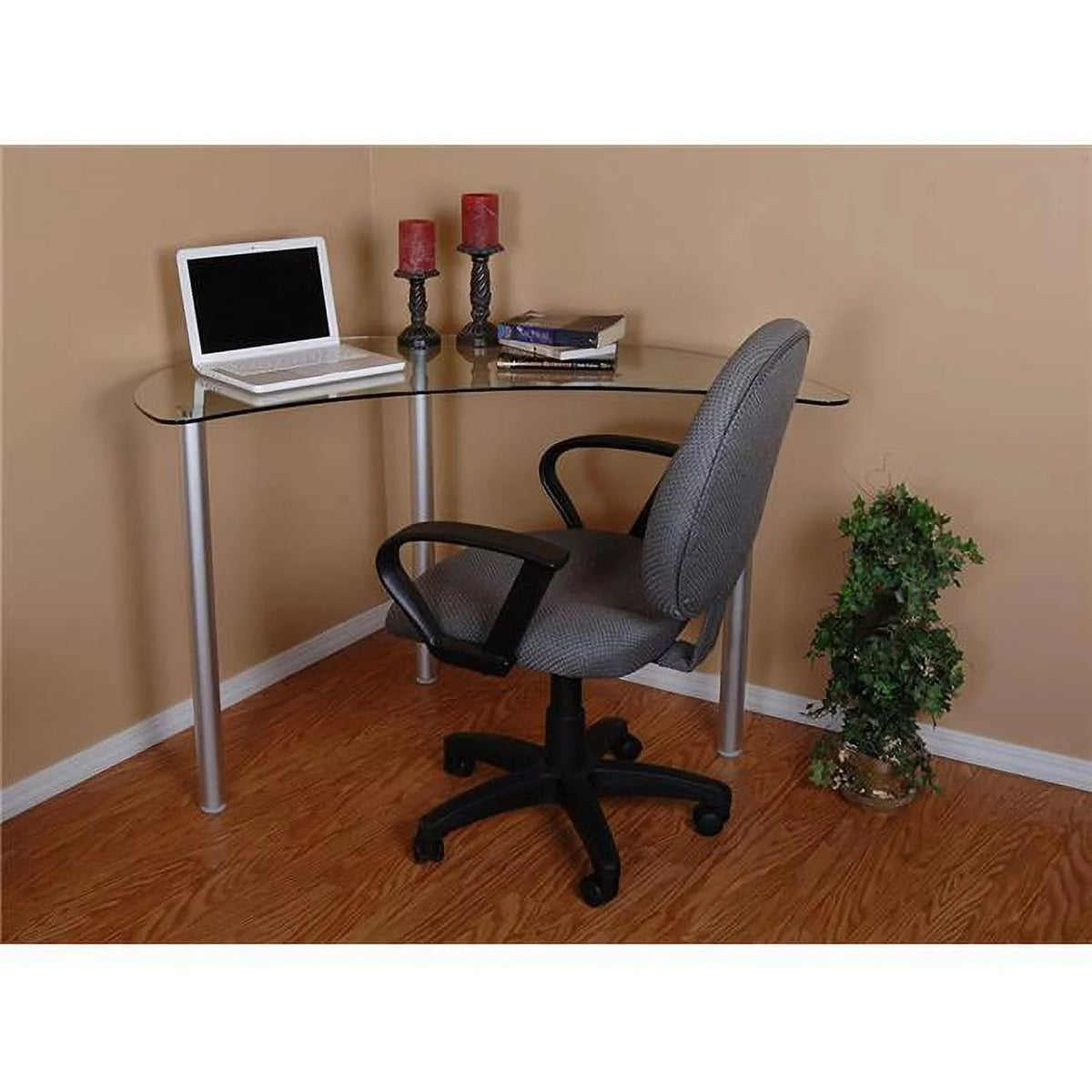 Clear Glass Corner Computer Desk H244