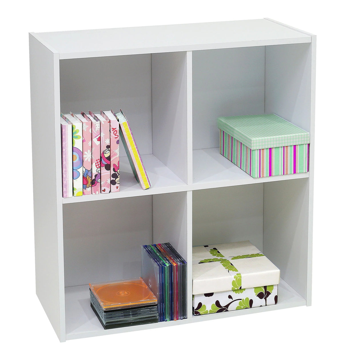White 4 Cube Wood Bookcase & Storage Organizer X760741
