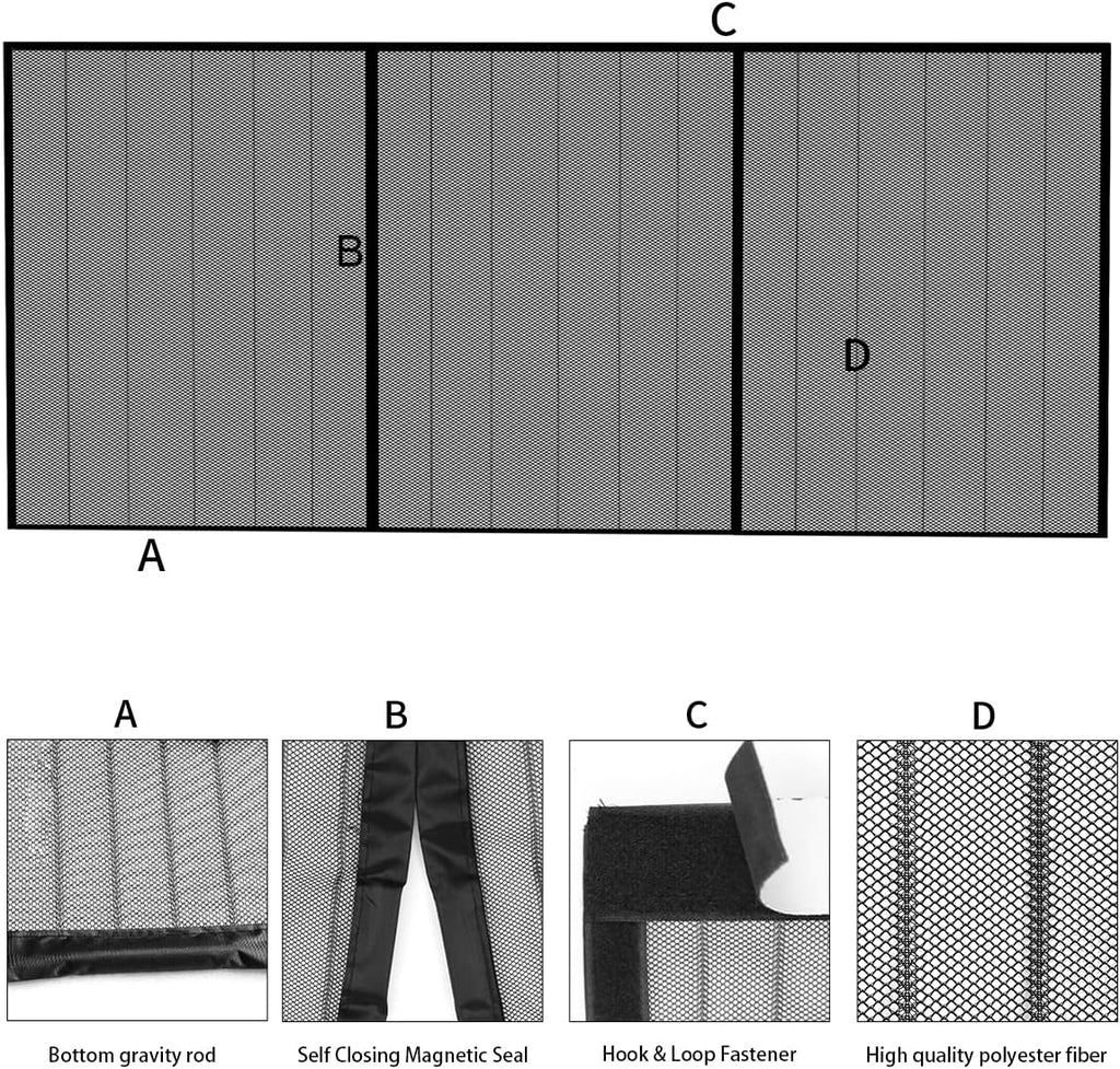 Self Closing Garage Mesh Screen Door with Magnets B51078