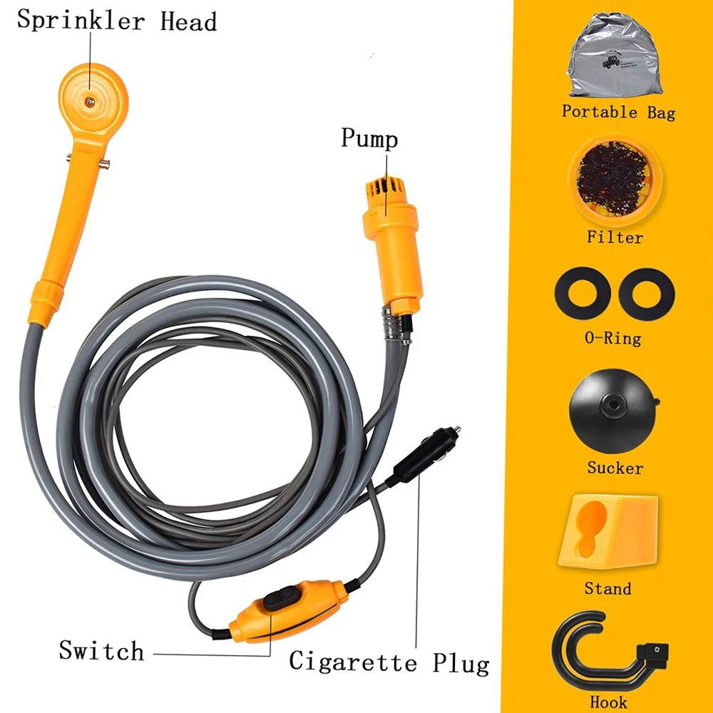 Portable Shower Kit with Pump, 6 Meter Cable, Max 2.5L Per Minute W264050