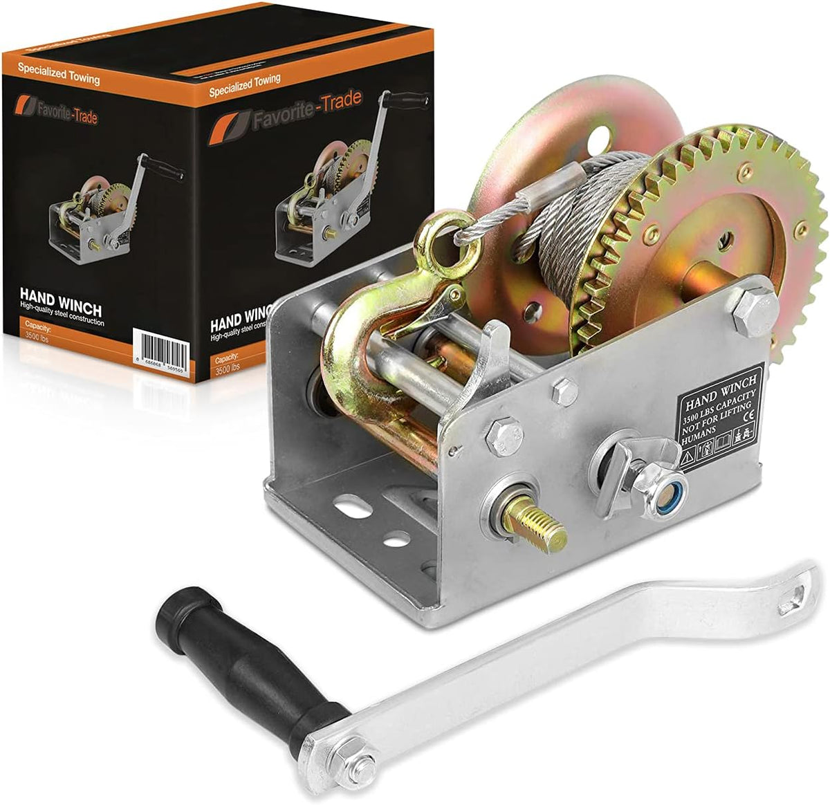 3500 lbs Hand Winch with Cable Pack of 2 M95802