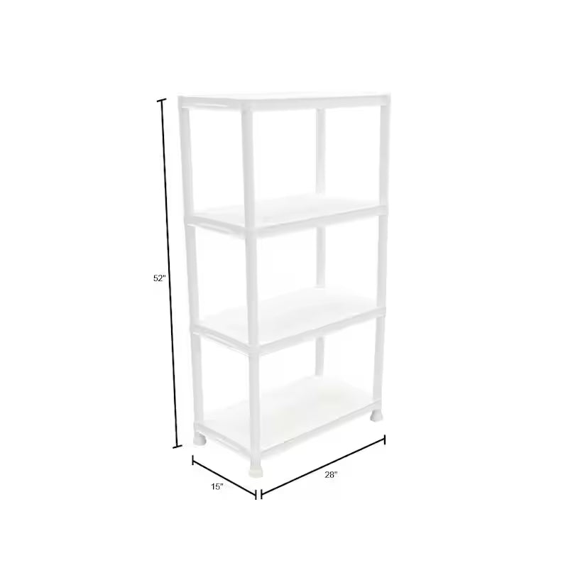 4-Tier Grey Plastic Storage Shelving Unit V814333