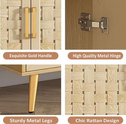 Natural Rattan Storage Cabinet with Metal Legs J512
