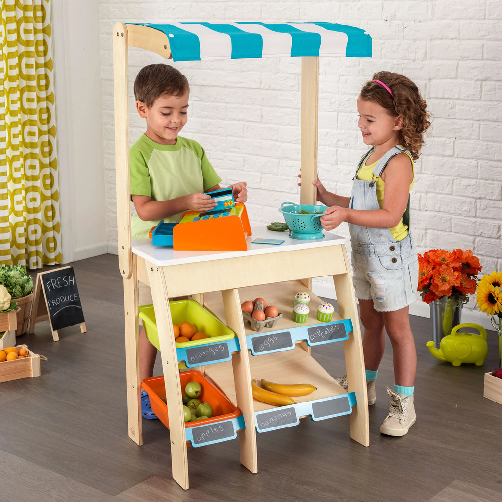 Wooden Grocery Store Market with Storage & Chalkboard V3676