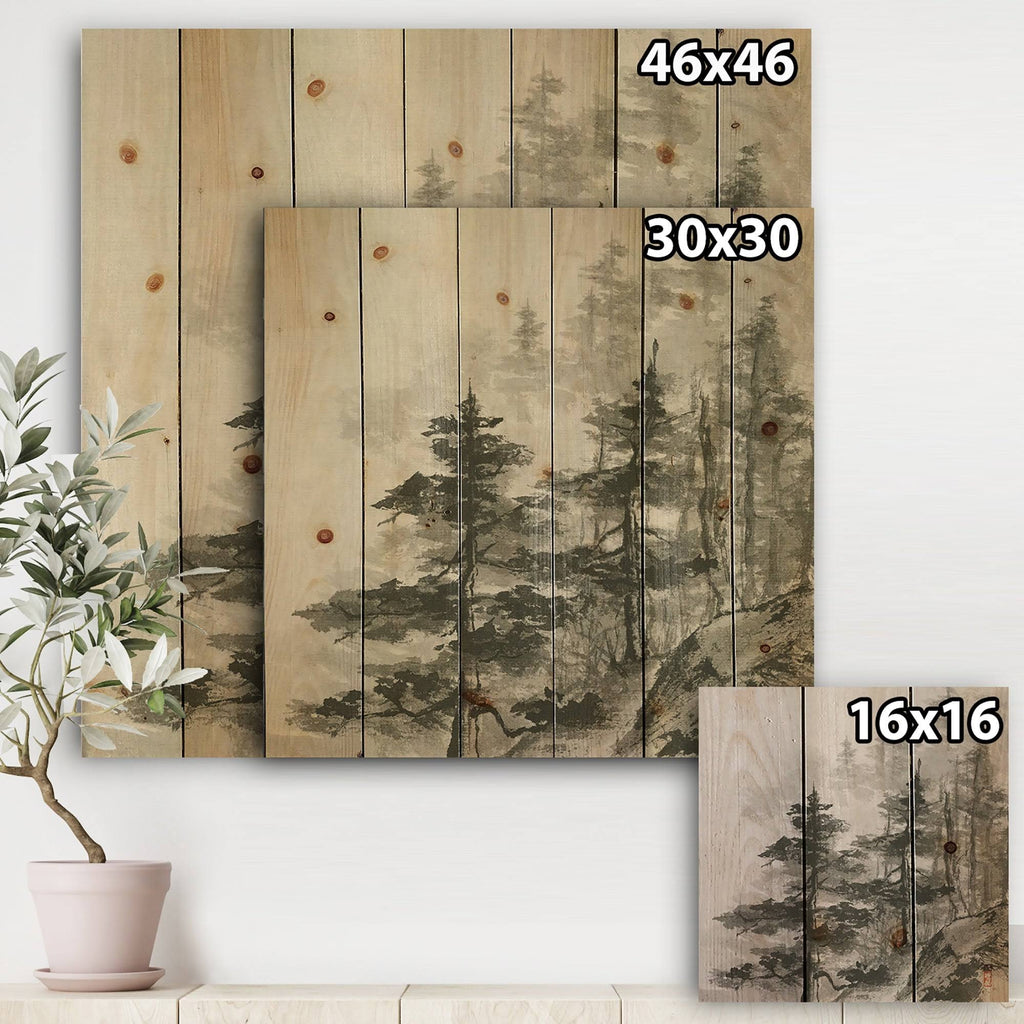 Grey Natural Pine Wood Print N4400