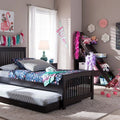 Twin Dark Brown Solid Wood Platform Bed with Trundle O376156