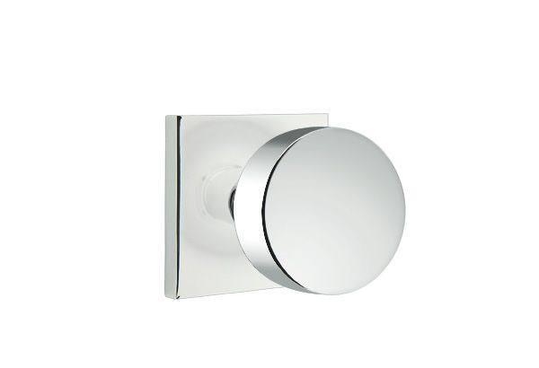 Round Knob Passage Set with Square Rosette Satin Brass Z581190