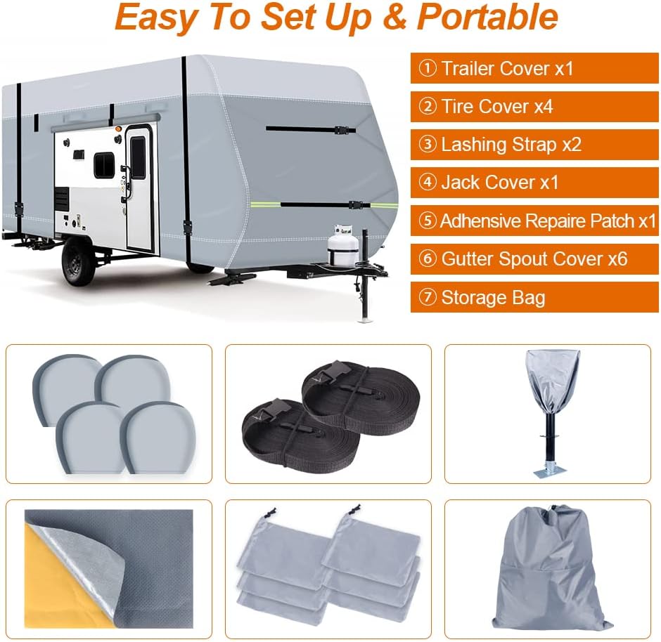 Waterproof Oxford Travel Trailer RV Cover with Tire Cover D140674