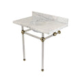 36x22 Carrara Marble Bathroom Console Vanity with Acrylic Pedestal N8684