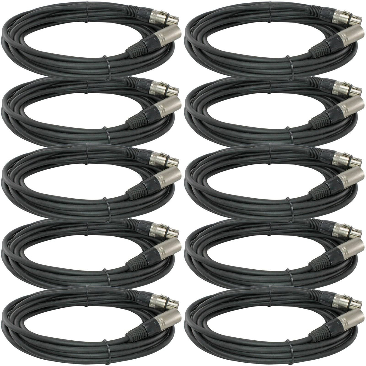 10 Pack 25 ft XLR Male Female Microphone Audio Cable M9246